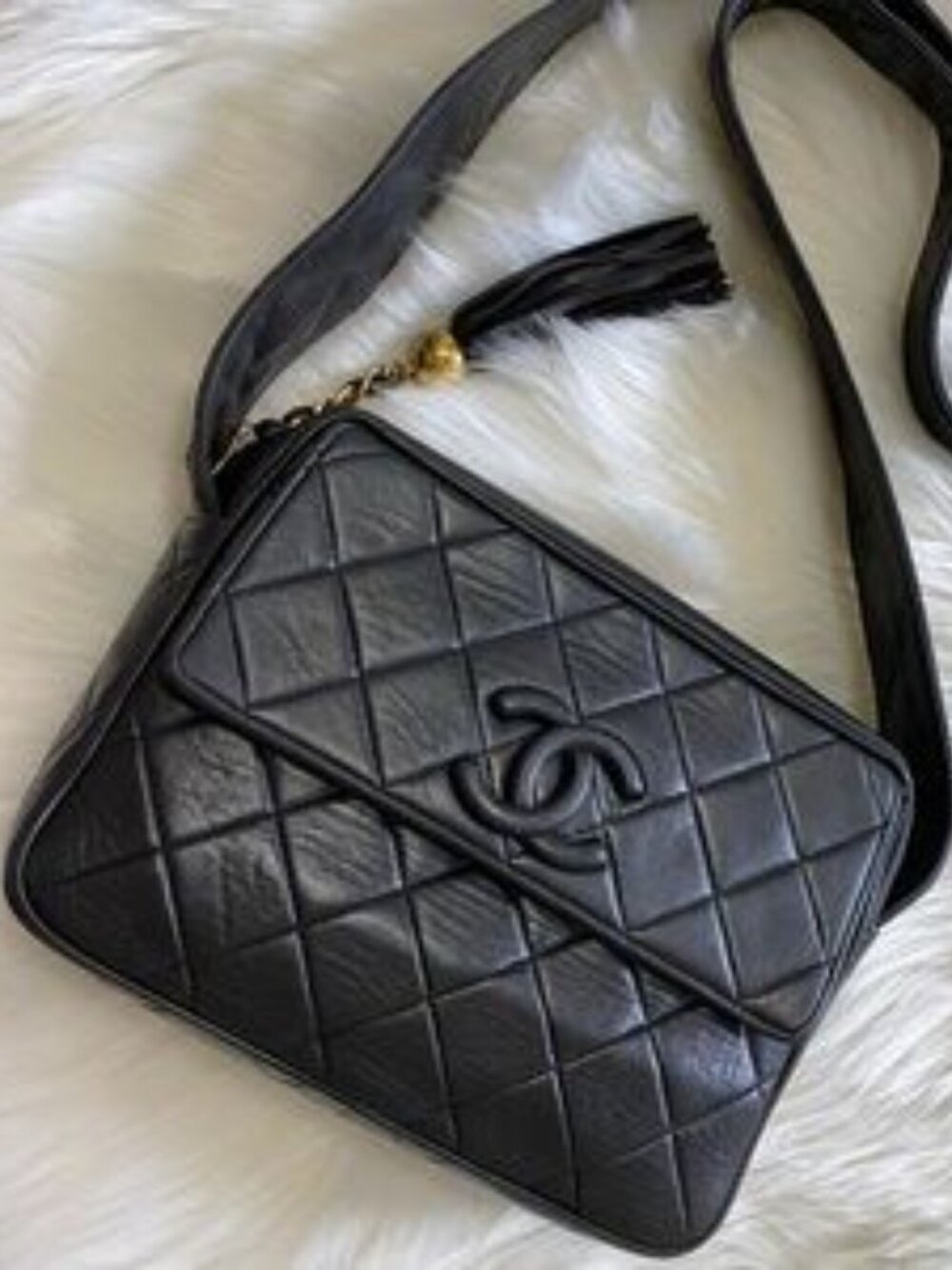 Authentic vintage Chanel lamp skin crossbody bag